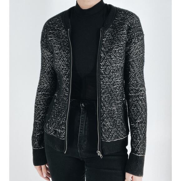 Splendid Wool Blend Black and White Long Sleeve Knit Jacket - Picture 1 of 4